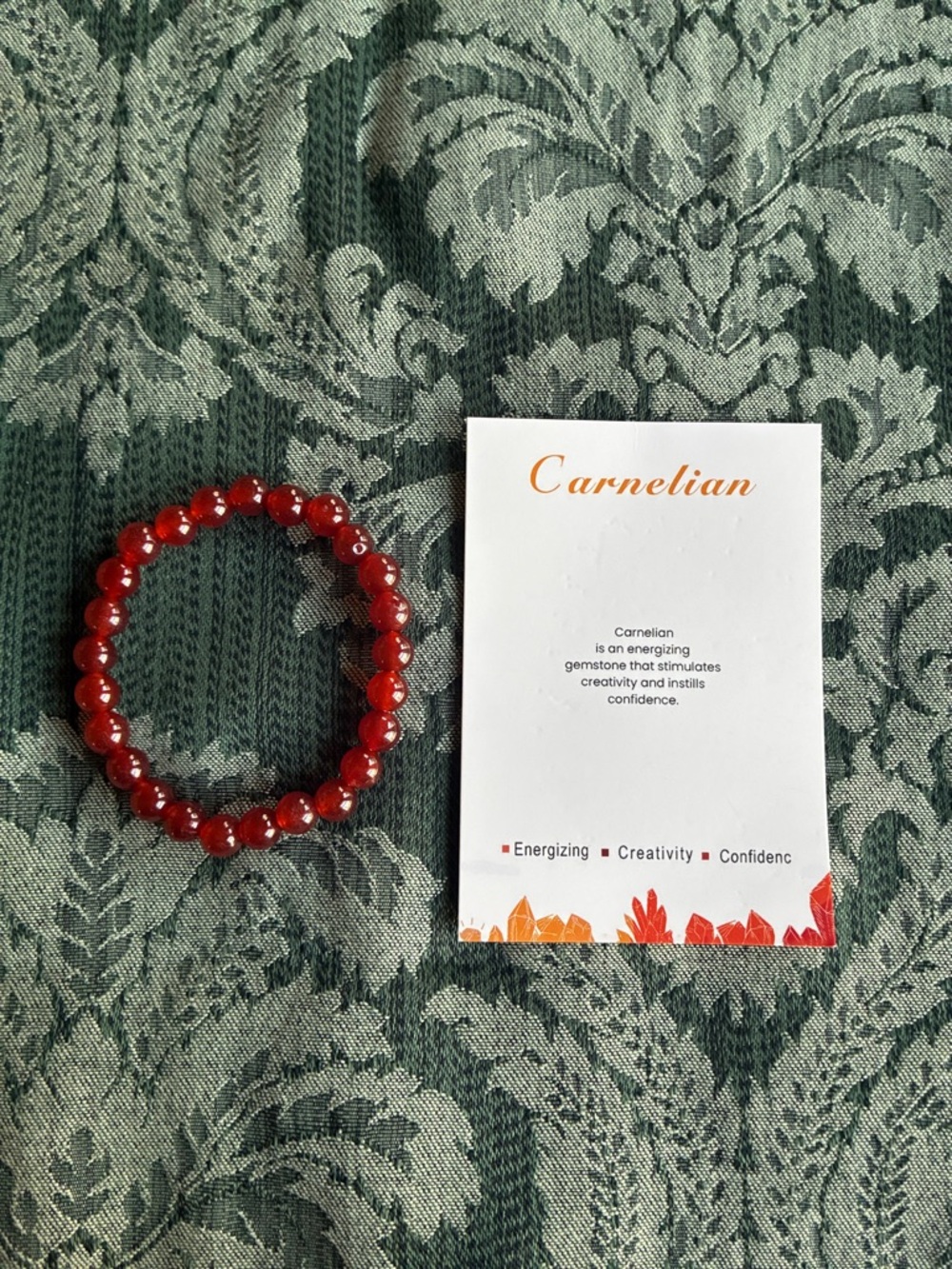 Carnelian Bead Spiritual Healing Stretch Bracelet - Red Gemstone Bracelet